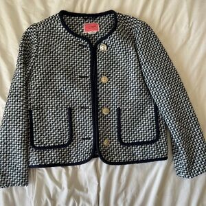 Kate Spade Navy Blue Nautical Tweed Blazer Jacket